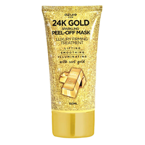 AZURE 24K Gold Firming Peel Off Face Mask- Anti Aging, Lifting, Illuminating & Revitalizing - Removes Blackheads, Dirt & Oils - With Hyaluronic Ac...