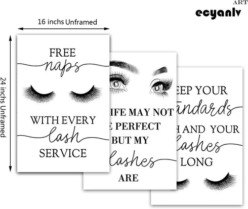 Beauty Salon Wall Decor Eyelashes Guide Poster Makeup Wall Art Decor Esthetician Gift Canvas Print Lash Bundle Fashion Wall Art Modern Artwork for...