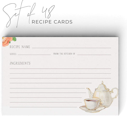 Tea Recipe Cards, 4x6 in, Water-Resistant, Double Sided (Vintage Tea)...
