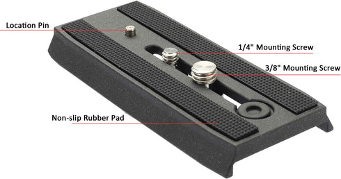 Universal Sliding Quick Release Plate Replacement Camera Mount with 1/4 Inch and 3/8 Inch Mounting Screws for Fluid Head?Length: 3.54 inches/9CM...
