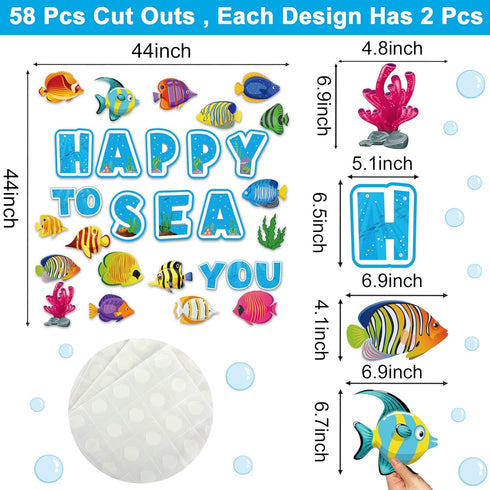 Fish Cutouts Tropical Fish Classroom Bulletin Board Decorations Fishing Ocean Themed Birthday Party Supplies for Toddler Kids Students Classroom...