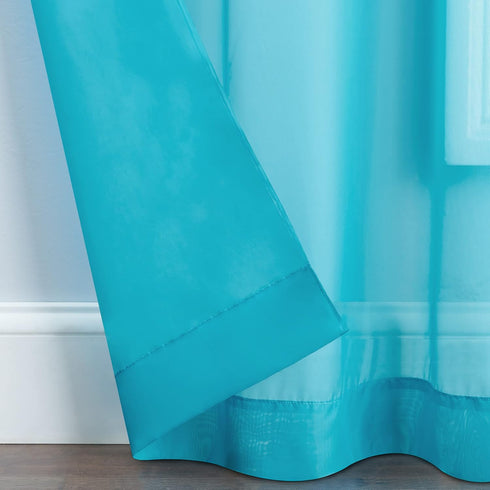 Pairs to Go Victoria Voile Modern Sheer Rod Pocket Window Curtains for Living Room (2 Panels), 59 in x 95 in, Turquoise...