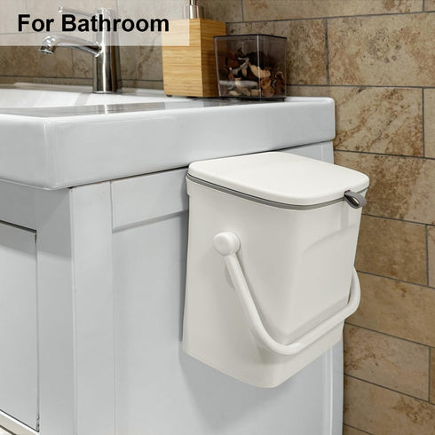 LALASTAR Small Trash Can with Lid, Kitchen Compost Bin for Countertop or Under Sink, Plastic Hanging Waste Basket for RV/Office/Bedroom/Dorm, Moun...