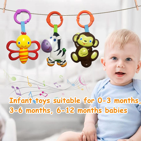 Baby Toys, Cartoon Animal Hanging Rattle Toys, Handbells Baby Rattles, Baby Bed Crib Car Seat Travel Stroller Toys for Infant, Best Birthday Gift ...