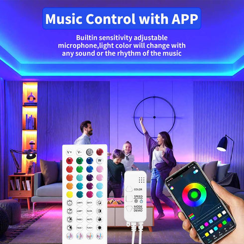 iNextStation 44 Keys IR Remote RGB Led Controller, Bluetooth RGB LED Strip Controller with APP Control/Music Sync RGB 4-Pin Controller DC 5-24V fo...