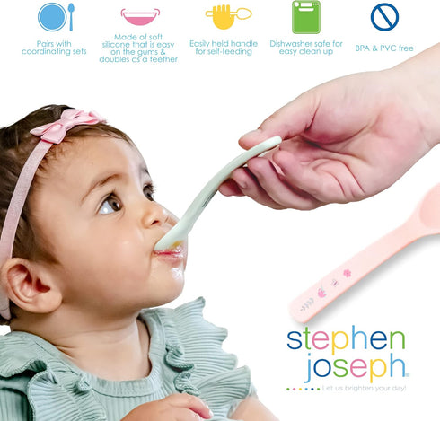 Stephen Joseph Silicone Baby Spoons, One size, SLOTH...