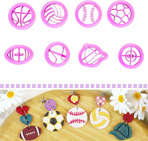 Sports Polymer Clay Cutters: 8 Pcs Earrings Clay Cutters, 3D Print Clay Cutters for Earrings Making, Physical Education Sport Clay Cutters(Designe...