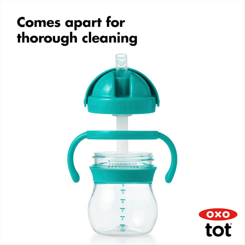 OXO Tot 6 Ounce Transitions Straw Cup with Removable Handles - Teal...