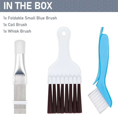 3 Pcs Air Conditioner Condenser Fin Cleaning Brush, Includes Stainless Steel Straighten Coil Comb Brush, Refrigerator Coil Cleaner Brush and Whisk...