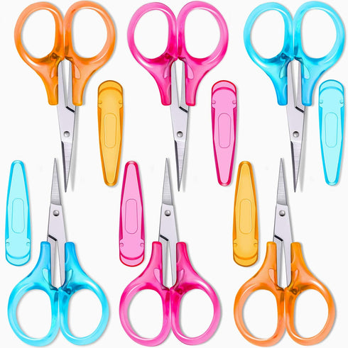 Detail Craft Scissors Set Stainless Steel Scissors Straight Tip Scissors Curved Tip Scissors with Protective Cover for Facial Hair Trimming, Sewin...