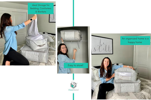 Comforter Storage Bag - Folding Organizer bag for King/Queen Comforters, Pillows, Blankets, Bedding/Quilt, Blanket, Duvet, Mothproof Space Saver; ...