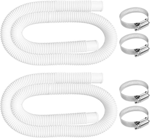 Replacement Pool Hoses for Above Ground Pools, 2 Pack Pool Pump Hose with 4 Metal Clamps Long Filter Pump Hose for Coleman Pool...