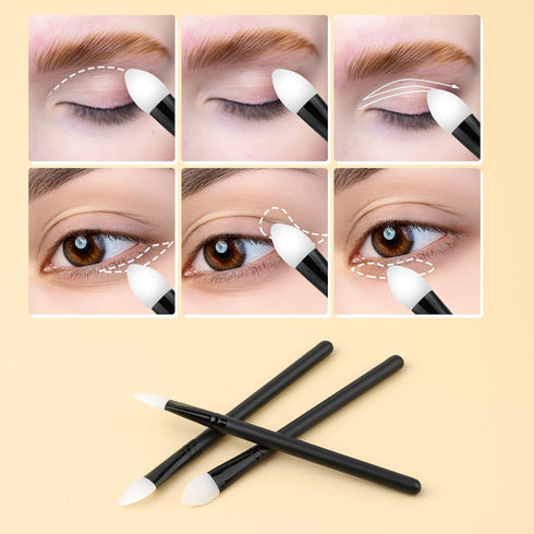 3 Pcs Silicone Makeup Applicator Shadow Brush Eyeshadow Applicators Eyeshadow Brush Lip Mask Makeup Brushes for Liquid Eye Shadow Applying Cream...