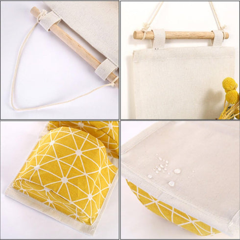 3Pcs Wall Hanging Storage Bag, Creatiee Waterproof Over The Door Closet Organizer Linen Farbric Hanging Pocket Organizer with 3 Remote-Sized Width...