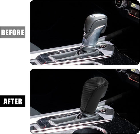 X AUTOHAUX Car Faux Leather Carbon Fiber Black Gear Shift Knob Cover for Nissan Altima 2019-2021 Sentra 2020-2021 Kicks 2018-2021 Versa 2020-2021 ...