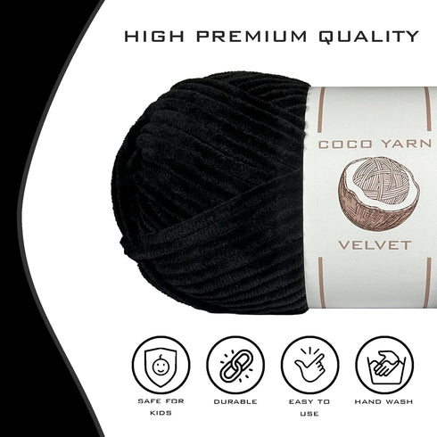 Velvet Yarn for Crocheting – CocoYarn - Chenille Chunky Yarn for Hand Knitting, Fluffy Soft Plush Jumbo Amigurum Super Bulky Baby Blanket Yarn for...
