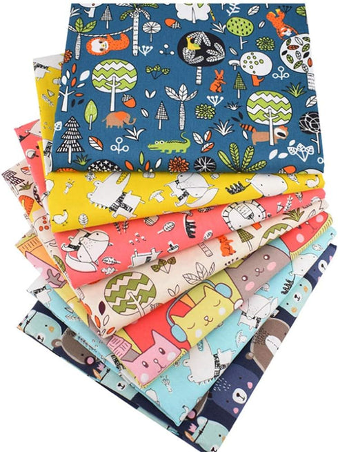 Fat Quarters Fabric Bundles, 7 Pcs 100% Cotton 20” x 20” (50cmx50cm) Precut Quilting Fabric Squares Sheets for DIY Patchwork Sewing Quilting Craft...