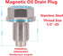 1PC 1/2"x20 Stainless Steel Magnetic Engine Oil Drain Plug Fit Buick Chevrolet Chrysler Ford Dodge GMC Selector Models & Harley-Davidson Transmiss...