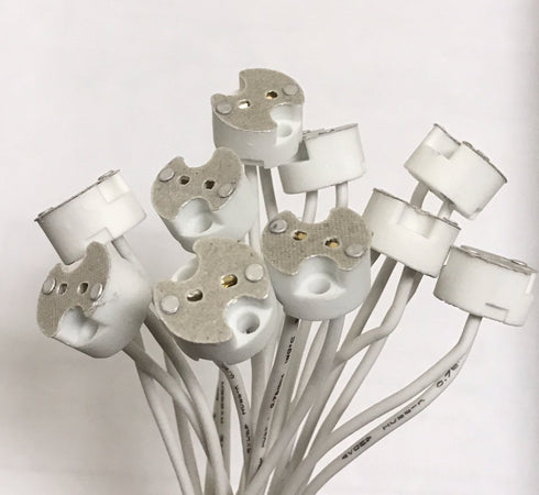 10 Pack Bioluz LED MR16 Socket, GU5.3 Socket, LED Halogen Lamp Ceramic Wire Connector Base Socket Adapter MR16 MR11 G4 GU5.3 Socket (Pack of 10)...