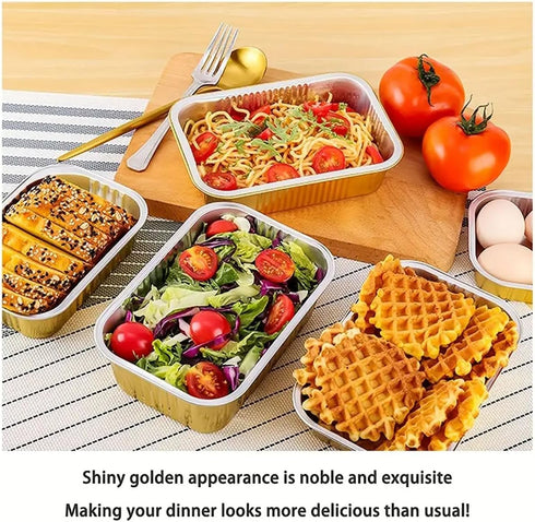Aluminum Foil Pans with lids 10pack Heavy Duty 2LB Small foil pan 8.5"×6" Disposable, For Microwave & Oven Safe Cooking,Baking,A takeaway food con...