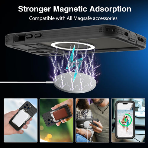 for iPhone 15 Pro Max Waterproof Case, Built-in Screen Protector, Shockproof, Snowproof, Dustproof, Full Body Protective Cover for iPhone 15 Pro M...