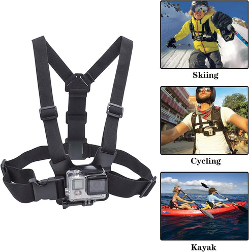 Adjustable Mobile Phone Chest Strap Harness Mount, Black, Compatible with iPhone, GoPro Hero, DJI Osmo Action Cameras...
