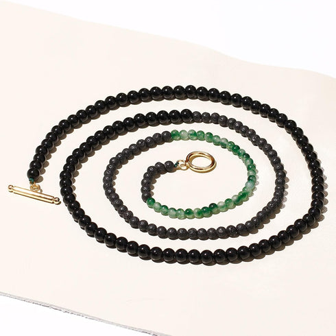Lava Stone/Black Obsidian/Moss Agate Beaded Layered Choker Necklace for Women Essential Oil Diffuser Healing Crystals and Gemstones Necklaces...