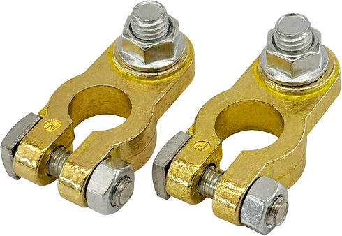 Ampper Brass Battery Terminal Connectors, Top Post Battery Terminals Clamp Set for Marine Car Boat RV Vehicles (1 Pair)...
