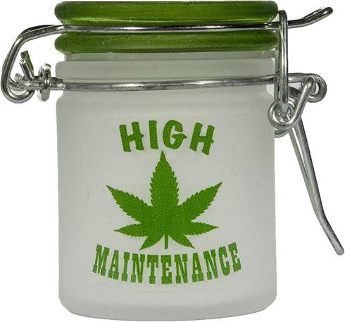 Airtight Glass Herb Mini Storage Jar with Clamping Lid in Choice of Design (Frosted Hi Maintenance, Small)...