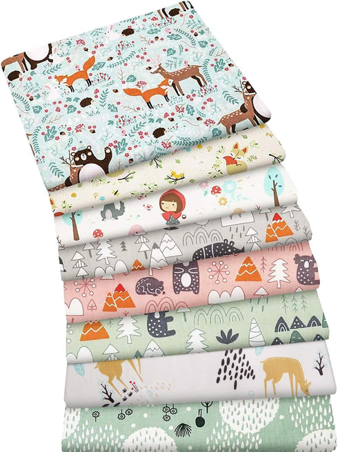 Aubliss 8pcs Fat Quarter Fabric Bundles 100% Cotton 19.6'' x 19.6''(50cm x 50cm) Quilting Cotton Craft Fabric Pre-Cut Squares Sheets for Patchwork...