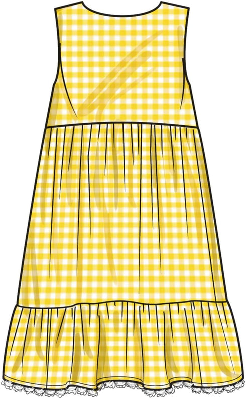 Simplicity Easy to Make Children's and Girls' Relaxed Fit Tiered Dress Sewing Pattern Packet, Design Code S9933, Sizes 7-8-10-12-14, Multicolor...