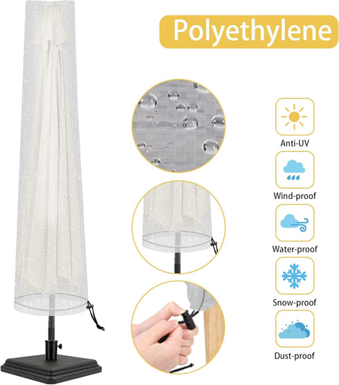 Patio Umbrella Covers Waterproof Umbrella Cover for Outdoor Umbrellas 6 ft to 9ft Umbrella Protector Solar Patio Umbrella Cover Replacement...