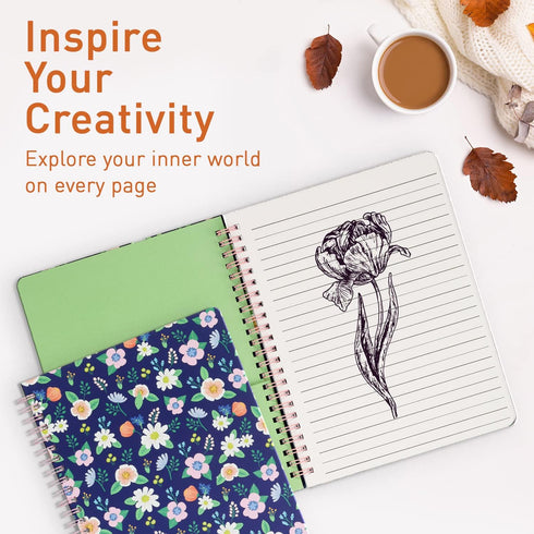 Sweetzer & Orange S&O Cute Spiral Notebooks - College Ruled Spiral Notebook with Pockets - Hardcover Notebook for Women - Cute Notebooks for Schoo...