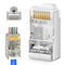 Shielded RJ45 Cat5 Cat6 Pass Through Connectors - 3 Prong 8P8C Gold Plated Pass-Thru Modular Data Plug for FTP/STP Network Cable & Solid Wire 20Pa...
