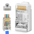 Shielded RJ45 Cat5 Cat6 Pass Through Connectors - 3 Prong 8P8C Gold Plated Pass-Thru Modular Data Plug for FTP/STP Network Cable & Solid Wire 20Pa...