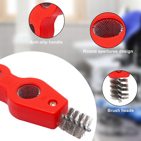 4-in-1 Copper Pipe Cleaner, 1/2 in & 3/4 in Copper Pipe Cleaning Brush, Inner & Outer Thread Copper Pipe Brush Cleaner Copper Tubing Brush Copper ...