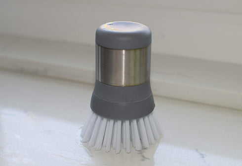 Stainless Steel Mini Scrub Brush, Ergonomic Palm Scrubber with Stainless Steel Handle, Pack of 2, Gray (1436A2P6-AMZ)...