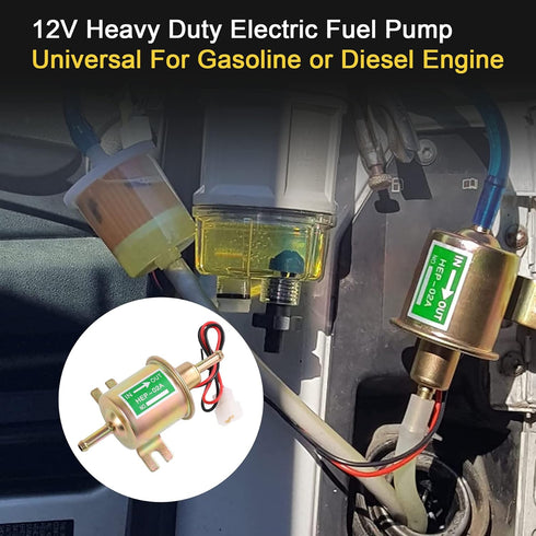 Universal Electric Fuel Pump Kit 12v 3-6 PSI Low Pressure with Fuel Filter 6.56 FT 5/16" ID Fuel Line Replacement For Carburetor Lawn Mower Gas Di...