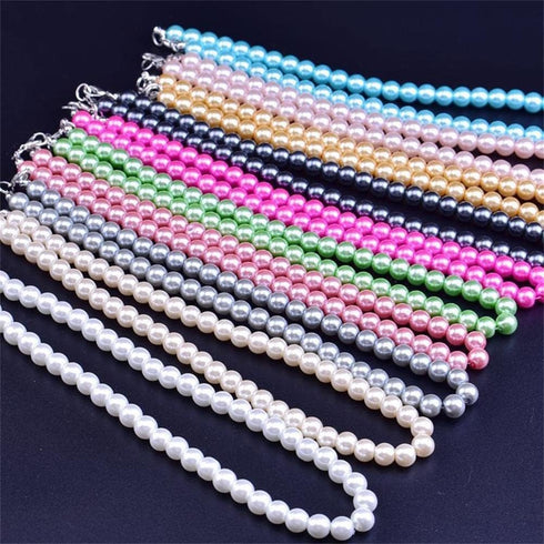 1920s Imitation Pearl Necklace Baroque Strands Short Dainty Choker Colorful Round Pearl Choker for Women Jewelry Gifts...