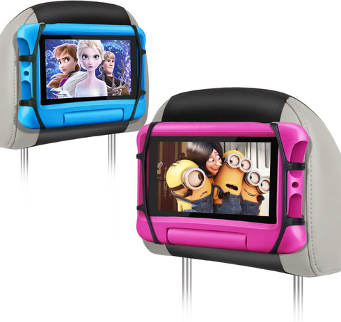 WONNIE Car Tablet Holder, Upgraded iPad Holder for Car Back Seat Headrest Mount Holder for Kids with Anti-Slip Strap,Silicone Holding Net/Fits All...