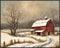 Posterizer 1 pcs-old farm house in snowy winter nature-in oil painting style-1-Landscape & Nature Art-Living Room Bedroom Decor- unframed wall art...