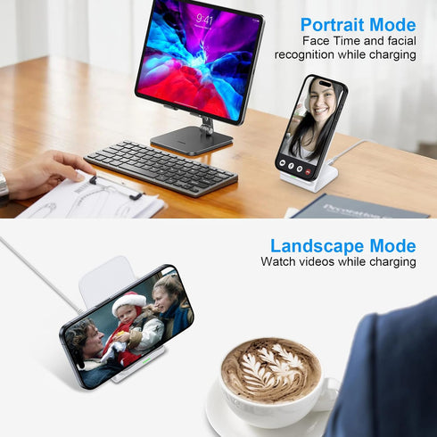Wireless Charger Station 15W Fast Wireless Phone Charging Dock Pad Holder Stand for iPhone 15 Pro Max,15 Pro,15 Plus,15,Google Pixel 8a 8 7,Samsun...