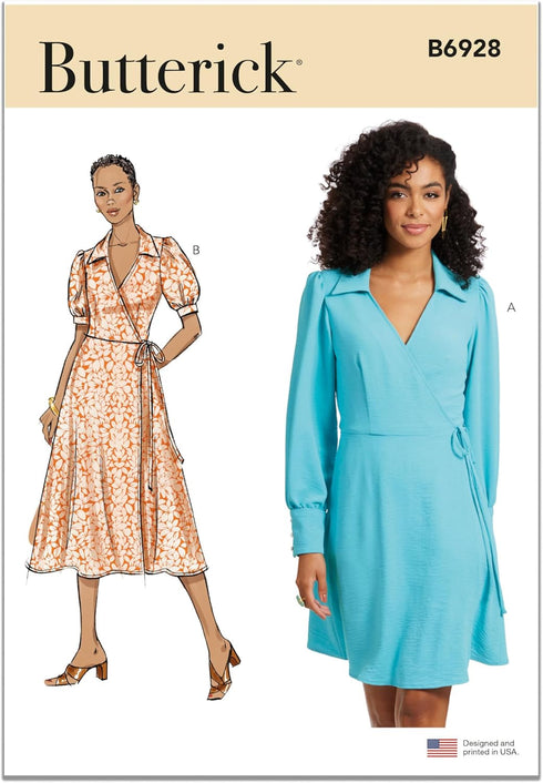 Butterick Misses' Wrap Dress in Two Lengths Sewing Pattern Kit, Design Code B6928, Sizes 8-10-12-14-16...