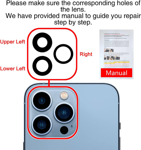 ASDAWN Back Camera Lens Glass Replacement for iPhone 13 Pro and 13 Pro Max, rear Lens Glass Replacement kit with Pre-Installed Adhesive + Installa...