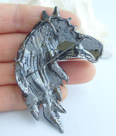 Sindary Art Style 2.76" Horse Brooch Pin Enamel Brooch Pendant Rhinestone Crystal BZ6535...