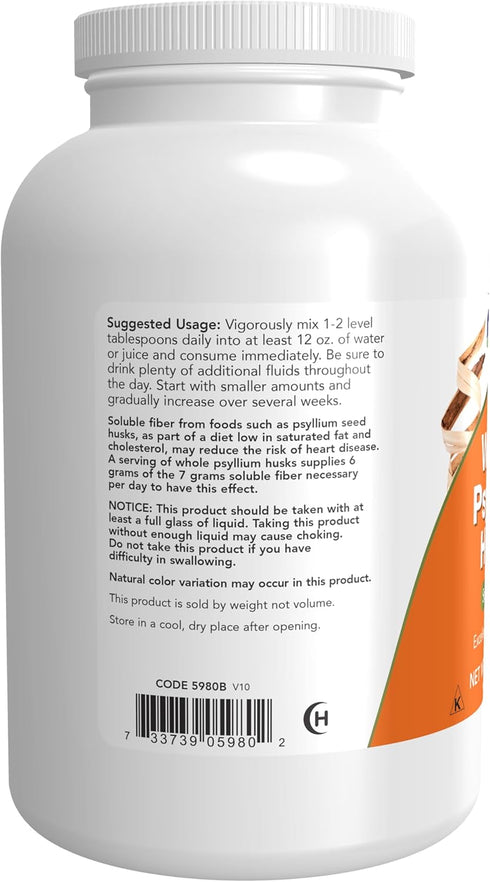 NOW Supplements, Whole Psyllium Husks, Granule, Non-GMO Project Verified, Soluble Fiber, 12-Ounce...