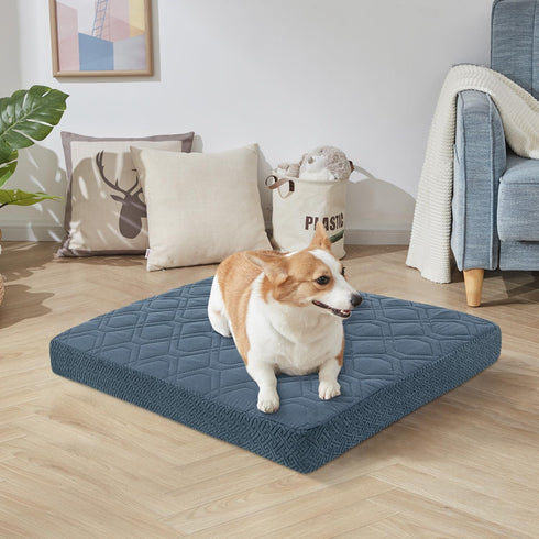 Dog Bed Covers Only - Waterproof Dog Bed Covers Quilted, Replacement Washable Pet Puppy Bed Cover for Dog Cat, Cushion Cover 30Lx20Wx6H Inches Blu...