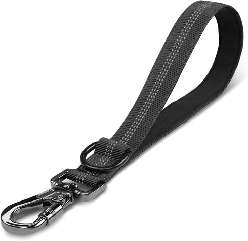 YAODHAOD Short Dog Leash, 13inch Heavy Duty Dog Strong Traffic Leash with Locking Carabiner Clip, Nylon Reflective Dog Lead with Padded Handle for...