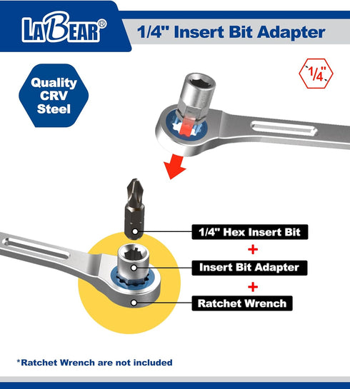 LABEAR- 4pcs socket wrench adapters, Ratcheting Wrench to Square Drive Adapter Set...