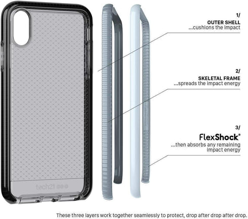 tech21 Protective Thin Evo Check Pattern Back Case Cover for Apple iPhone Xs Max, Smokey Black...
